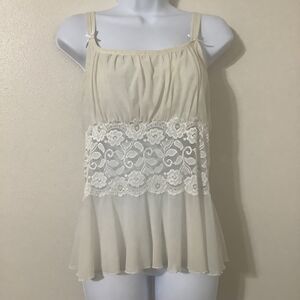 Y2K Off White Lace Babydoll Fairy Coquette Dollette Angelcore Lace Camisole 1X
